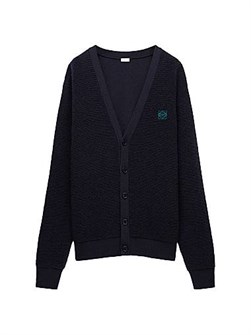 Женский кардиган из шерсти с вышивкой Anagram от Loewe, длинные рукава, V-образный вырез, Италия 11024525