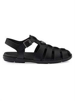 Прочные резиновые сандалии Prada Fisherman с кожаной стелькой и эмалированным металлическим логотипом 11025658