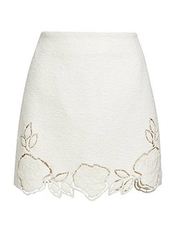 Твидовая мини-юбка с цветочной вышивкой Oscar de la Renta, 64% хлопок, 27% шерсть, 9% нейлон, подкладка 100% шелк 11026510