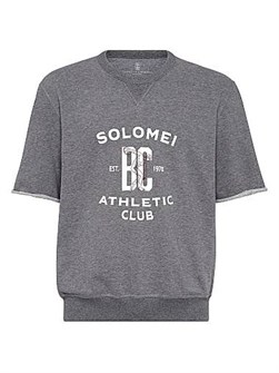 Хлопковый свитшот с короткими рукавами и принтом от Brunello Cucinelli, 100% хлопок, Италия 11015664