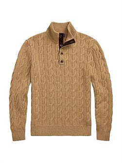 Женский кашемировый свитер Ralph Lauren с косой вязкой, длинными рукавами и воротником-стойкой, Италия 11023331