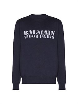 Мериносовый свитер Balmain с логотипом, длинными рукавами, производство Италия 11009248