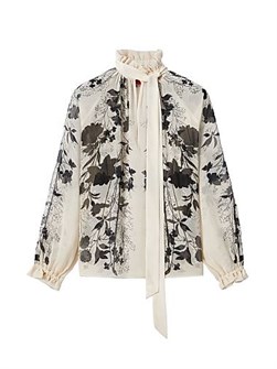 La Double J Шифоновая шёлковая блуза Cerere с оригинальным принтом и съемным поясом, Италия 11011514