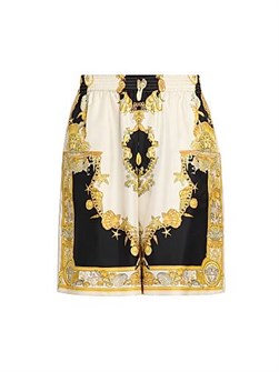 Шёлковые шорты с принтом Coral Theatre от Versace на резинке, Италия 11012897