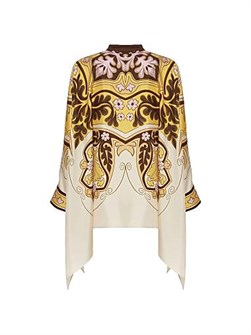 Шелковая блузка La Double J Foulard с корейским воротником и принтом ручной работы, Италия 11014979