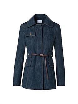 Джинсовая куртка Akris punto с поясом и металлической фурнитурой, 81% хлопка, 19% шерсти 11011120