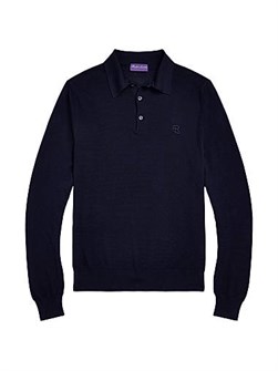 Легкий итальянский пуловер Ralph Lauren из шелка и хлопка с поло-воротом и длинными рукавами 11023361