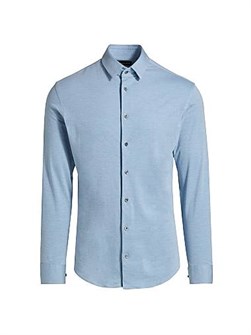 Хлопковая джерси рубашка с застежкой на пуговицах и длинными рукавами от Giorgio Armani, Италия. 11030219