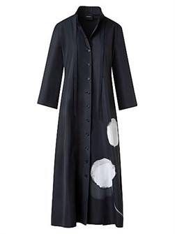 Миди-платье из 100% хлопка с рисунком одуванчика, пуговицами, стойкой и карманами от Akris 11012957