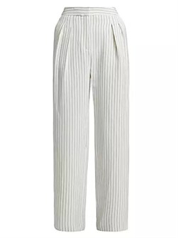 Узкие брюки Ayla от LOULOU DE SAISON с классическим кроем из вискозы и льна, с карманами и защипами 11025240