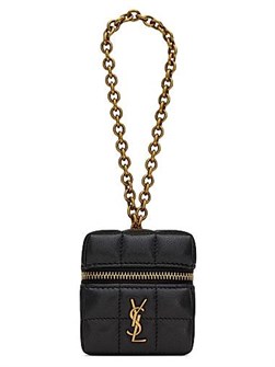 Saint Laurent Компактная мателассе мини-сумка-кошелёк из овечьей кожи с цепочкой на запястье, размер 6.5 ? 8 ? 6.5 см 11019662