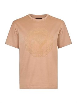 Футболка из хлопка Stefano Ricci с круглым вырезом, короткими рукавами и орлом, произведена в Италии 11020931