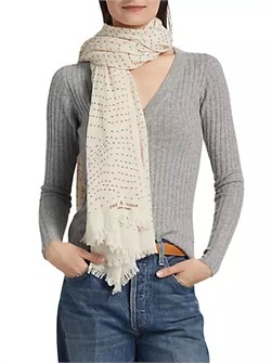 Rag &amp, Bone Мягкий шарф с принтом и бахромой Astra Dash, 100% хлопок, размер 115х168 см 10042562