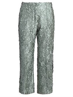 Металлизированные укороченные брюки Dries Van Noten Paloma с уникальной текстурой, 62% вискоза, 38% хлопок 11030776