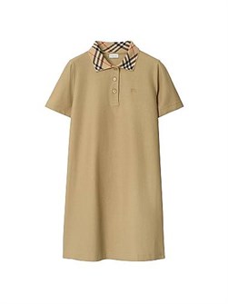 Короткое платье-поло Burberry из хлопкового пике с вышивкой и тонким кроем 11012388