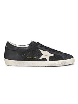 Кожаные кроссовки Golden Goose Super Star с кристаллами и подошвой высотой 35 мм 11014768