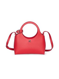 Courreges Кожаная мини-сумка Holy Day с двумя ручками и съемным ремнем, сделана в Италии 11027681