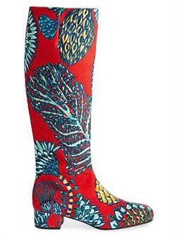 Бархатные ботинки La Double J Edie: низкий каблук, молния, итальянский стиль, длина чуть ниже колена 11015454