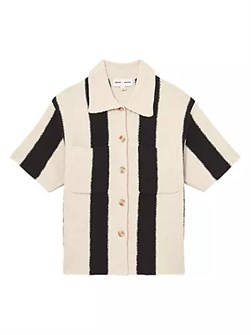 Хлопковая полосатая рубашка с коротким рукавом и нагрудными карманами Clive от Reiss 10042296