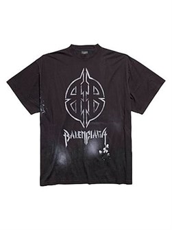 Футболка Balenciaga Oversized с металлическим логотипом BB из винтажного хлопкового джерси, Португалия 11016801