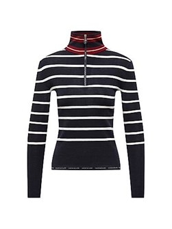 Свитер из шерсти мериносов Moncler с застежкой-молнией и классическим полосатым дизайном 11016207