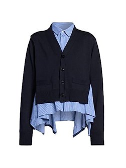 Стильный кардиган Sacai с многослойной конструкцией, 57% хлопка и 43% полиэстера 11030117