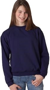 Молодёжный флисовый лонгслив Jerzees NuBlend, 50% хлопка, 50% полиэстера, цвет J NAVY, размер L 10022438