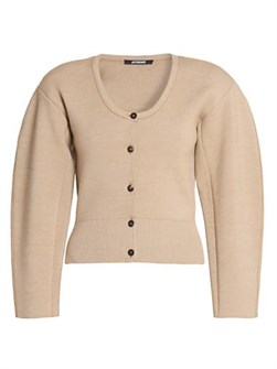 Jacquemus Кардиган Le Gilet Doppio из эластичной смеси мериносовой шерсти с длинными рукавами и U-образным вырезом 11014437