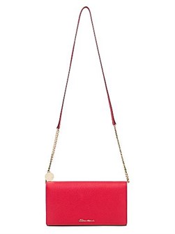 Santoni Кожаная сумка через плечо с цепочкой, 1 карман на молнии и 4 слота для карт, Италия 11022312