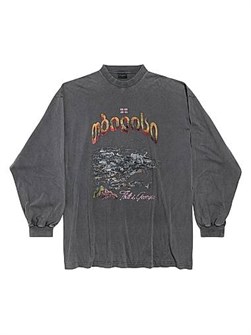 Лонгслив большого размера Balenciaga из дышащего хлопка с принтом Тбилиси, Португалия 11008692