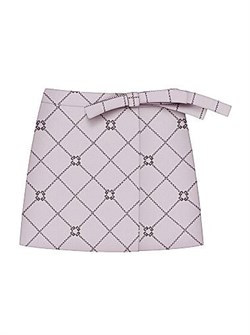 Givenchy Мини-юбка в клетку из шерсти с монограммой 72 и бантом на поясе, произведено в Италии 11026894