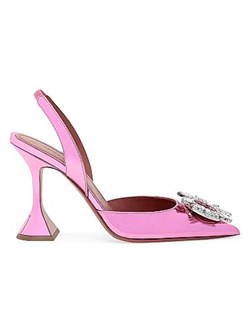 Балетки Amina Muaddi Begum из лакированной кожи с кристальным декором и каблуком 95 мм 11020418
