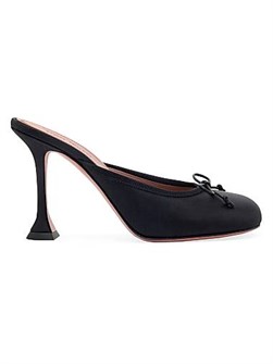 Сатиновые мюли Amina Muaddi Lila с закругленным носком и стильным каблуком высотой 95 мм 11020463