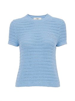 Вязаная хлопковая футболка Chloe с круглым вырезом и короткими рукавами, 100% хлопок 11008713