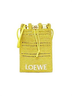 Loewe Кошелек-сумка из рафии и кожи с плечевым ремнем и логотипом, размером 16 см x 20 см x 0,6 см 11009571