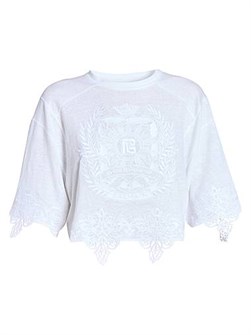 Футболка с вышивкой эмблемы Balmain, стрейч, короткие рукава, производство Португалия 11012656