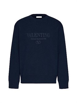 Valentino Garavani Свитер Valentino из 100% шерсти с круглым вырезом, вышивкой и расслабленным кроем, Италия 11016413