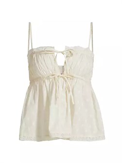 Хлопковый топ Quinn с узором в горошек и кружевной отделкой от Ulla Johnson 10041326