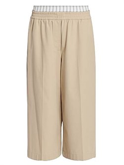 Хлопковые укороченные брюки Loewe с эластичным поясом и карманами, произведенные в Италии 11023816