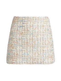Твидовая мини-юбка трапецией Riley от Alice + Olivia с чистой линией талии и задней застежкой на молнии 10042943