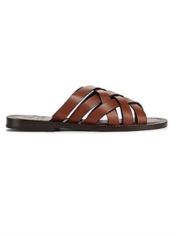 Кожаные сандалии Brunello Cucinelli с перекрещенным дизайном и открытым носком 11024159