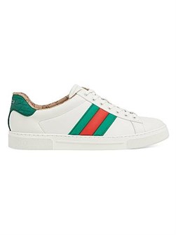 Кожаные низкие кроссовки Gucci Ace с круглым носком и резиновой подошвой, изготовленные в Италии 11024386
