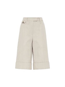 Бермуды Brunello Cucinelli из хлопка и льна с застежкой на молнии и металлическими крючками, Италия 11028478
