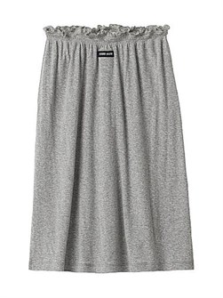 Юбка Miu Miu из рубчатого трикотажа с прямым кроем, логотипом и боковыми разрезами, из 100% хлопка 11014571