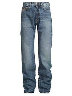 Джинсы с кожаной отделкой и пятью карманами средней посадки Medusa Horsebit от Versace 11023004