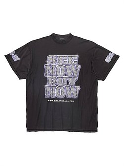 Укороченная футболка Balenciaga из винтажного хлопка с эффектом внутри наружу и принтом по всей поверхности 11024299