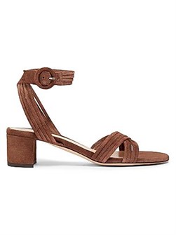 Сандалии из замши Gianvito Rossi с перекрещивающимися ремешками и квадратным каблуком 45 мм 11030197