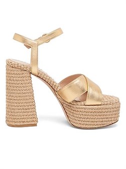 Женские кожаные сандалии Bebe с платформой и регулируемой застежкой из раффии от Gianvito Rossi 11030217