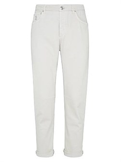 Джинсы Brunello Cucinelli, молочного цвета, денимовые, свободного кроя, с пятью карманами, производство Италия 11028551