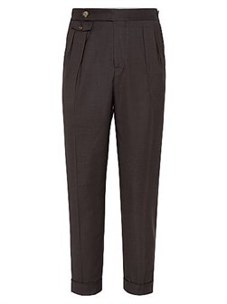 Брюки из шерсти ягненка с двойными складками Brunello Cucinelli, комфортный крой, Италия 11029895